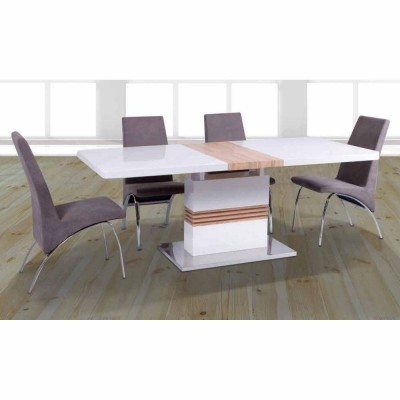 Conjunto Mesa de Comedor Extensible Carlota + 4 Sillas Aroa (Marengo)