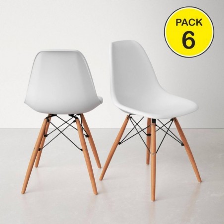 Pack de 6 Sillas Dinamarca (Blanco)