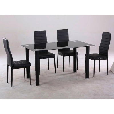 Pack Mesa de Comedor Emi + 4 Sillas Emi Negras
