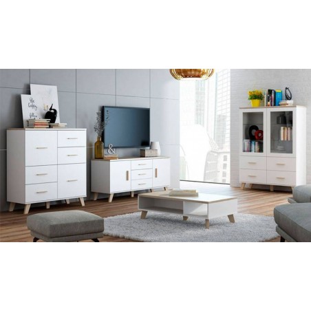 Salón Completo Sanna 2 (Blanco Brillante/Dab Sonoma)