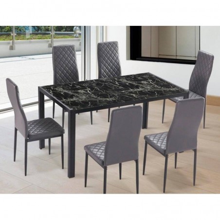 Conjunto Mesa de Comedor Marmol + 6 Sillas Marmol