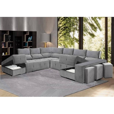 Sofá Riconera con Cama y Puff Eros Maxi Plus (320x350x150cm)