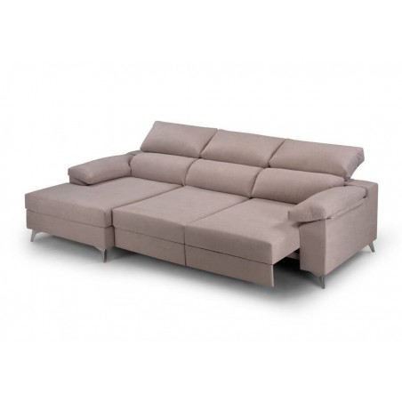 Sofá 2 Praza + Chaise Long con Cama Tejo (260x142cm)