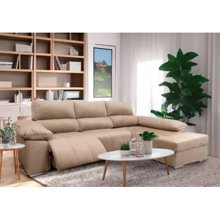 Sofá 2 Plazas + Chaise Longue con Doble Relax Eléctrico Hades (300x165cm)