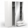 Armario 4 Puertas de abrir con Espejo + 2 Cajones Ghost